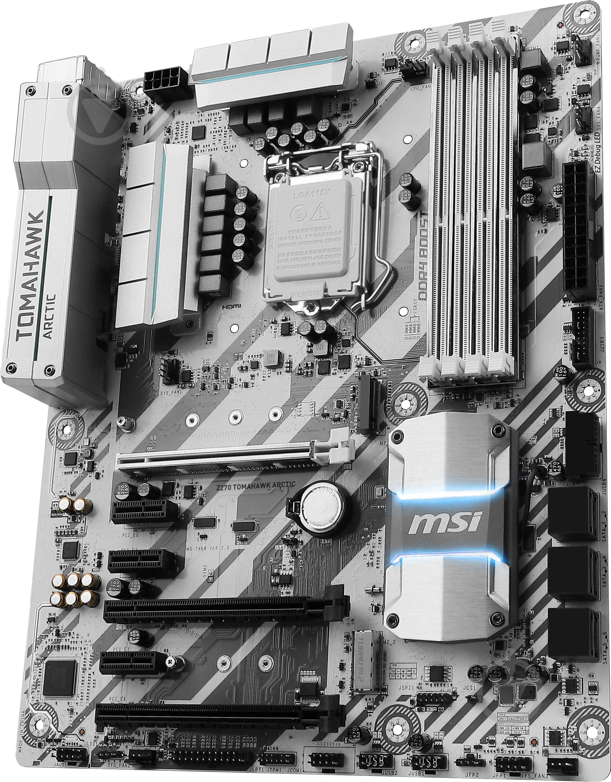 Материнская плата MSI Z270_TOMAHAWK_ARCTIC (Socket 1151, Intel Z270, ATX) - фото 3 Материнская плата MSI Z270_TOMAHAWK_ARCTIC (Socket 1151, Intel Z270, ATX) - фото 3