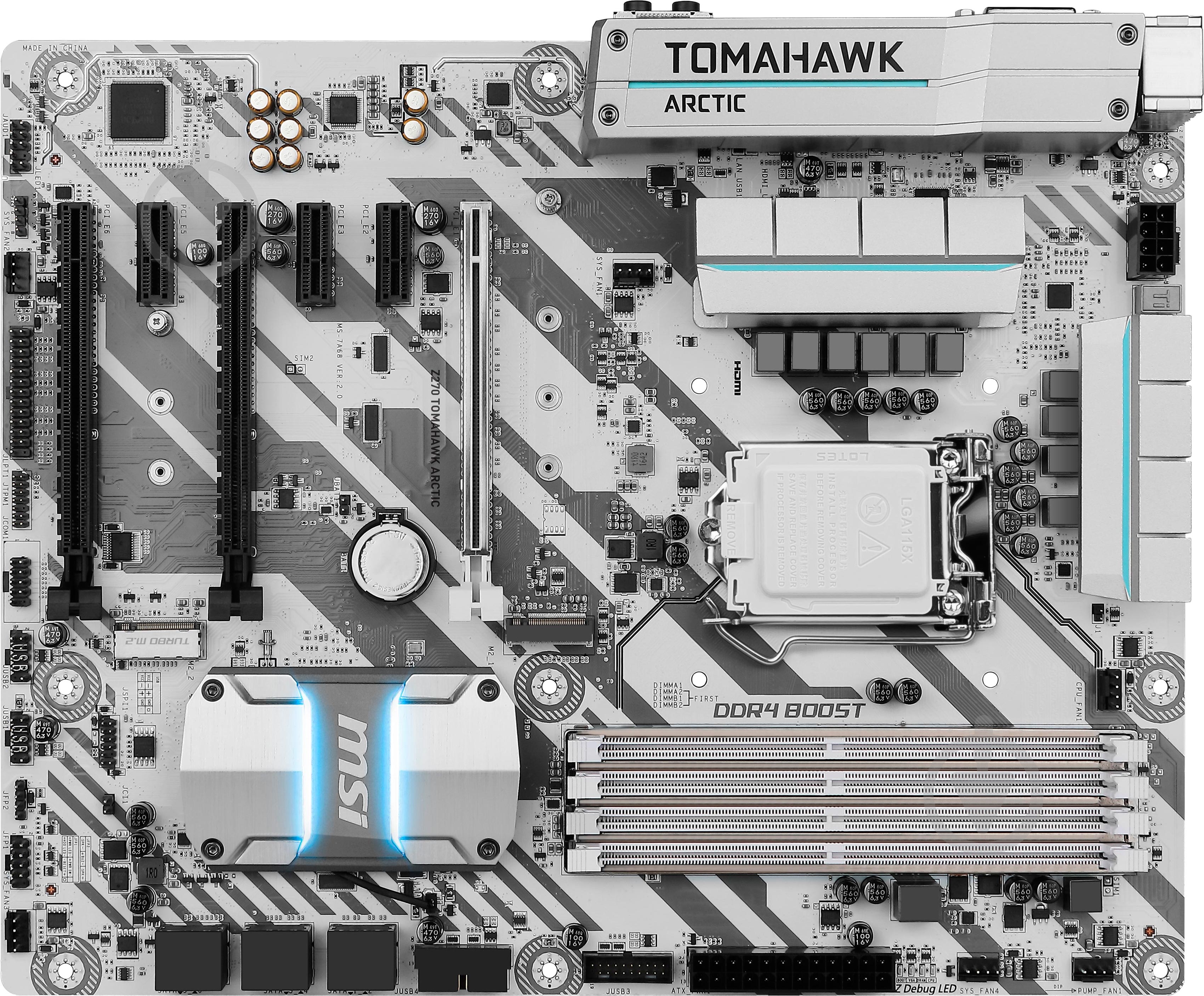 Материнская плата MSI Z270_TOMAHAWK_ARCTIC (Socket 1151, Intel Z270, ATX) - фото 1 Материнская плата MSI Z270_TOMAHAWK_ARCTIC (Socket 1151, Intel Z270, ATX) - фото 1