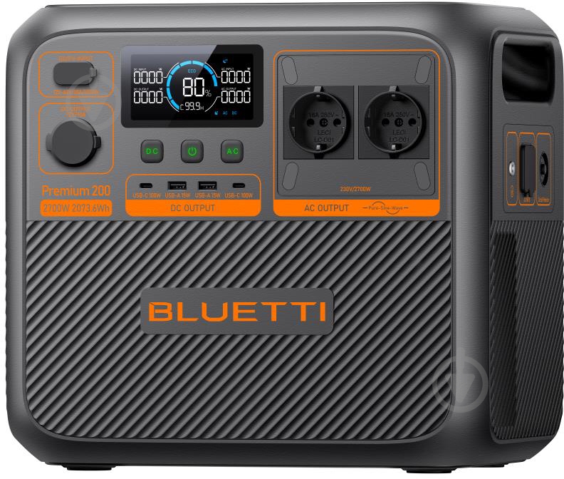 Зарядна станція BLUETTI Premium 200 V2 2700W (2073,6 Вт·год) - фото 5 Зарядна станція BLUETTI Premium 200 V2 2700W (2073,6 Вт·год) - фото 5