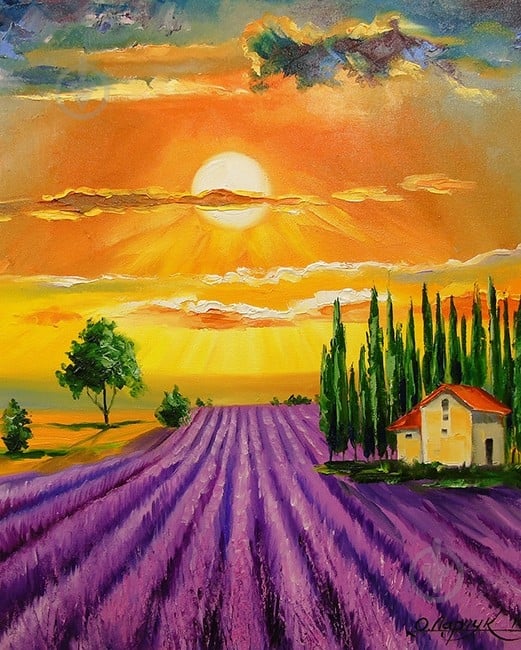 Набір зі стразами на підрамнику Лавандове поле на заході сонця худож. Дарчук О. 30x40 см GoToArt - фото 1 Набір зі стразами на підрамнику Лавандове поле на заході сонця худож. Дарчук О. 30x40 см GoToArt - фото 1