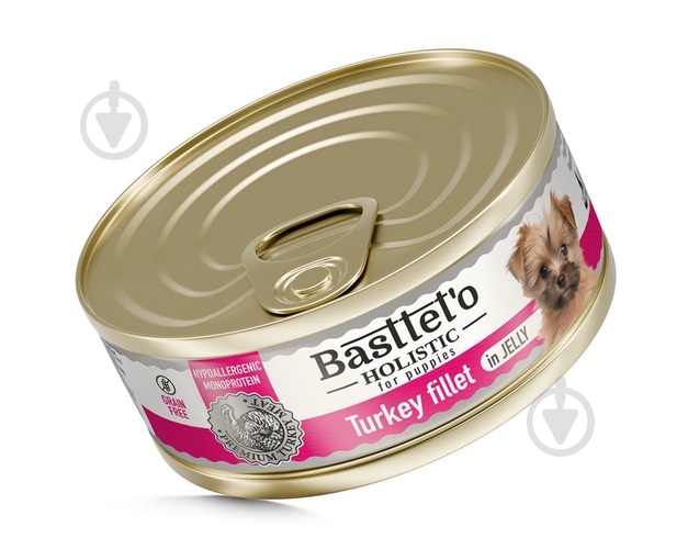 Корм влажный Basttet`o для собак Holistic кусочки филе индейки, в желе 85 г - фото 1 Корм влажный Basttet`o для собак Holistic кусочки филе индейки, в желе 85 г - фото 1