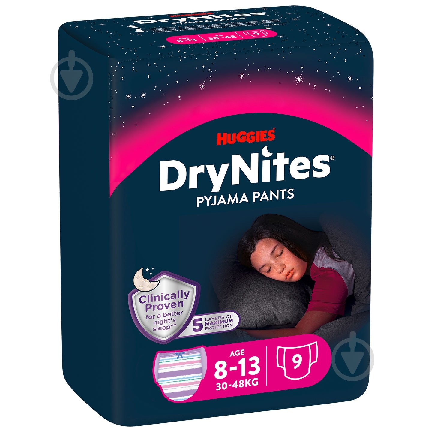 Підгузки-трусики Huggies DryNites Girl 8-13 років 30-48 кг 9 шт. - фото 2