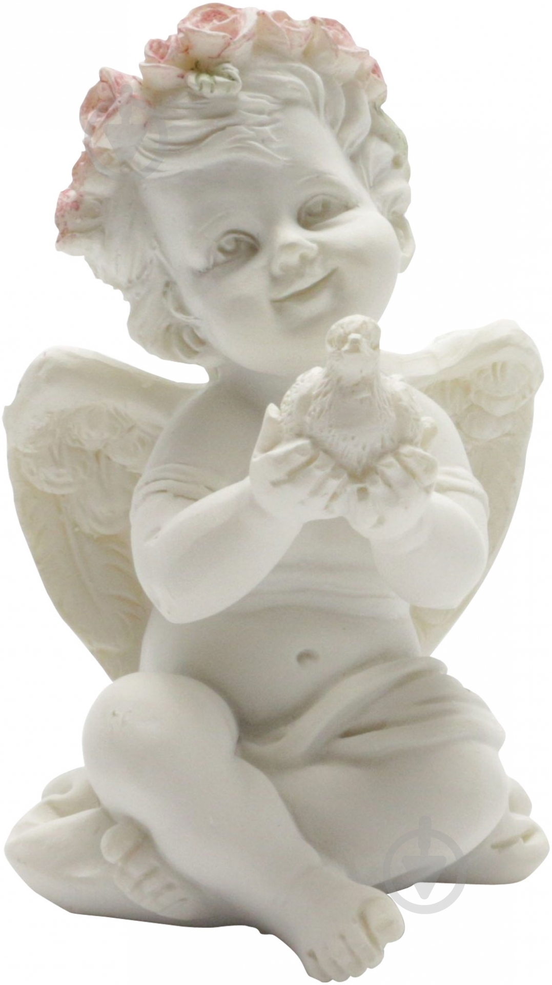 Фигурка Lefard ангел с птичкой 598-071 9х6 см белый - фото 1