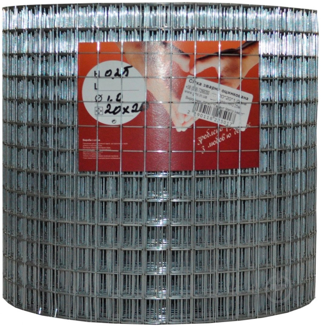 Сітка зварна оцинкована GARANT METIZ 20x20x1 мм рулон 6,25 кв.м - фото 2