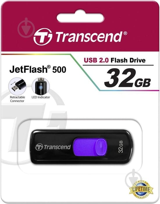 Флеш-память USB Transcend JetFlash 500 32 ГБ USB 2.0 (TS32GJF500) - фото 2
