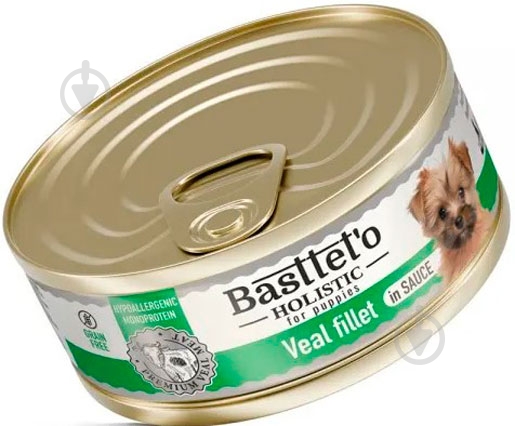 Корм влажный Basttet`o для собак Holistic кусочки филе телятины в соусе 130 г - фото 1