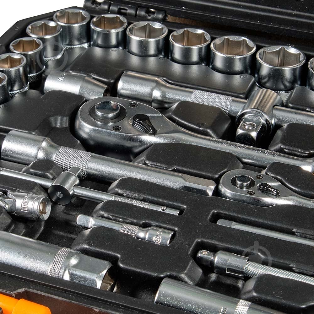 Набор головок INGCO INDUSTRIAL 1/4"(F)×3/8"(M)1/2"(F)×3/8"(M) 94 шт. HKTS42941 - фото 3