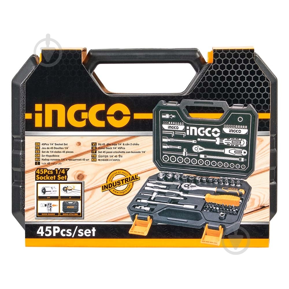Набор головок и бит 1/4" 45 предметов INGCO HKTS14451 1/4"(F)×3/8"(M) 45 шт. HKTS14451 - фото 5 Набор головок и бит 1/4" 45 предметов INGCO HKTS14451 1/4"(F)×3/8"(M) 45 шт. HKTS14451 - фото 5