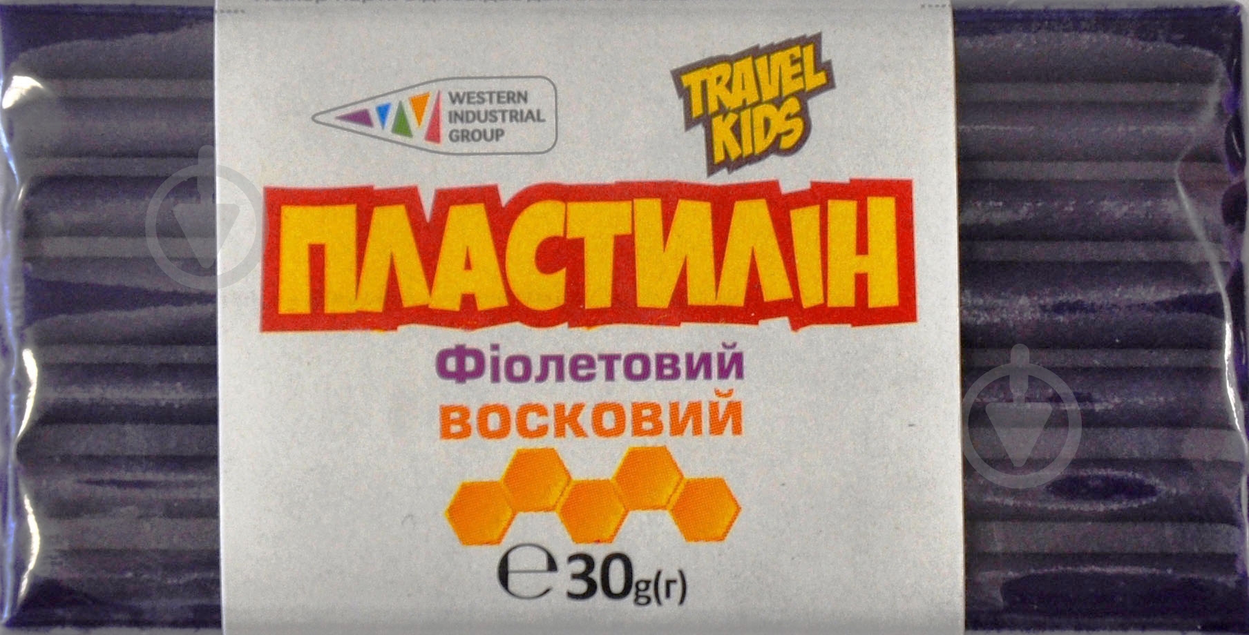 Пластилин восковый фиолетовый TRAVEL KIDS 30 г Western Industrial Group - фото 1