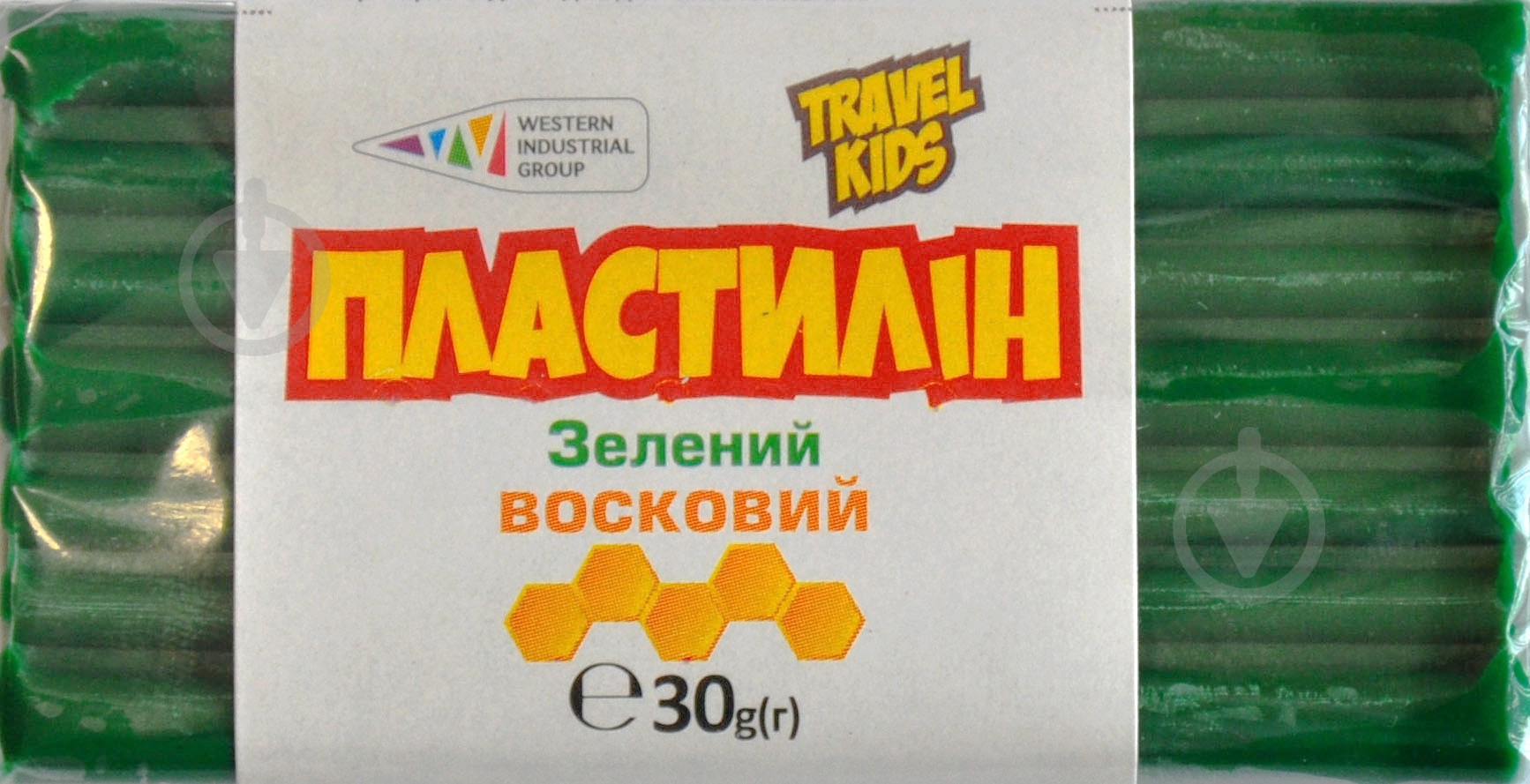 Пластилін восковий зелений TRAVEL KIDS 30 г Western Industrial Group - фото 1