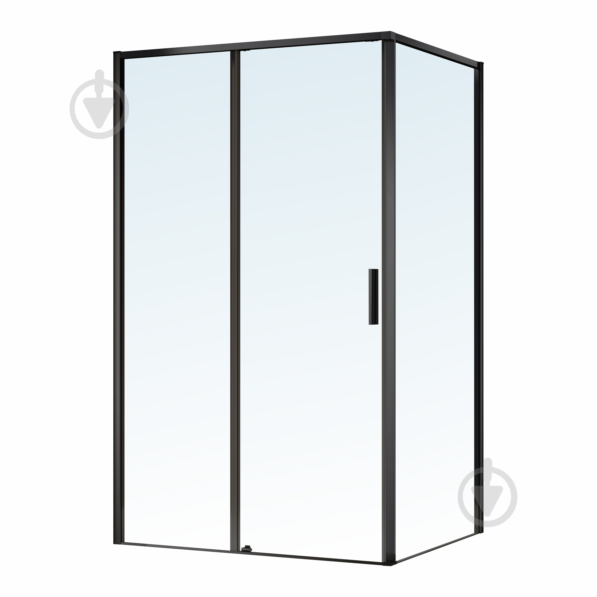 Душова кабіна Imprese OSSER 120*80*195см прямокутна, розсувна профіль чорний мат, скло прозоре - фото 1