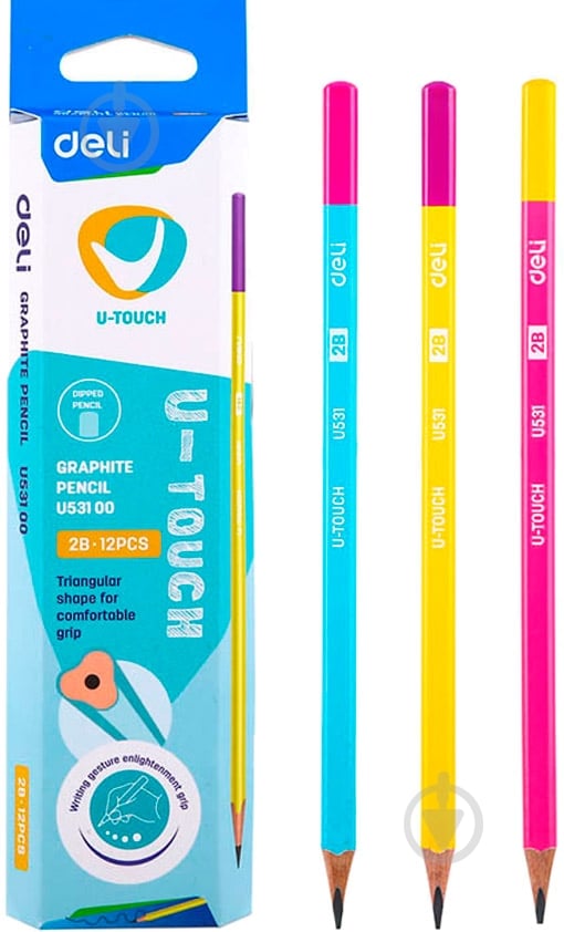 Олівець графітний EU53100 мiкс 2B U-Touch Deli - фото 1