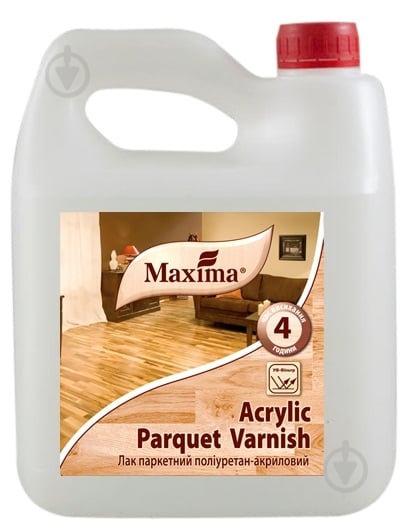 Лак паркетный полиуретан-акриловый Acrylic parquet varnish Maxima шелковистый мат бесцветный 2,5 л - фото 1