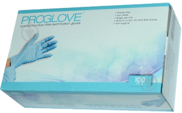 Рукавички медичні Proglove одноразові текстуровані неопудр. сині р.7 (S) 100 шт./уп. - фото 1