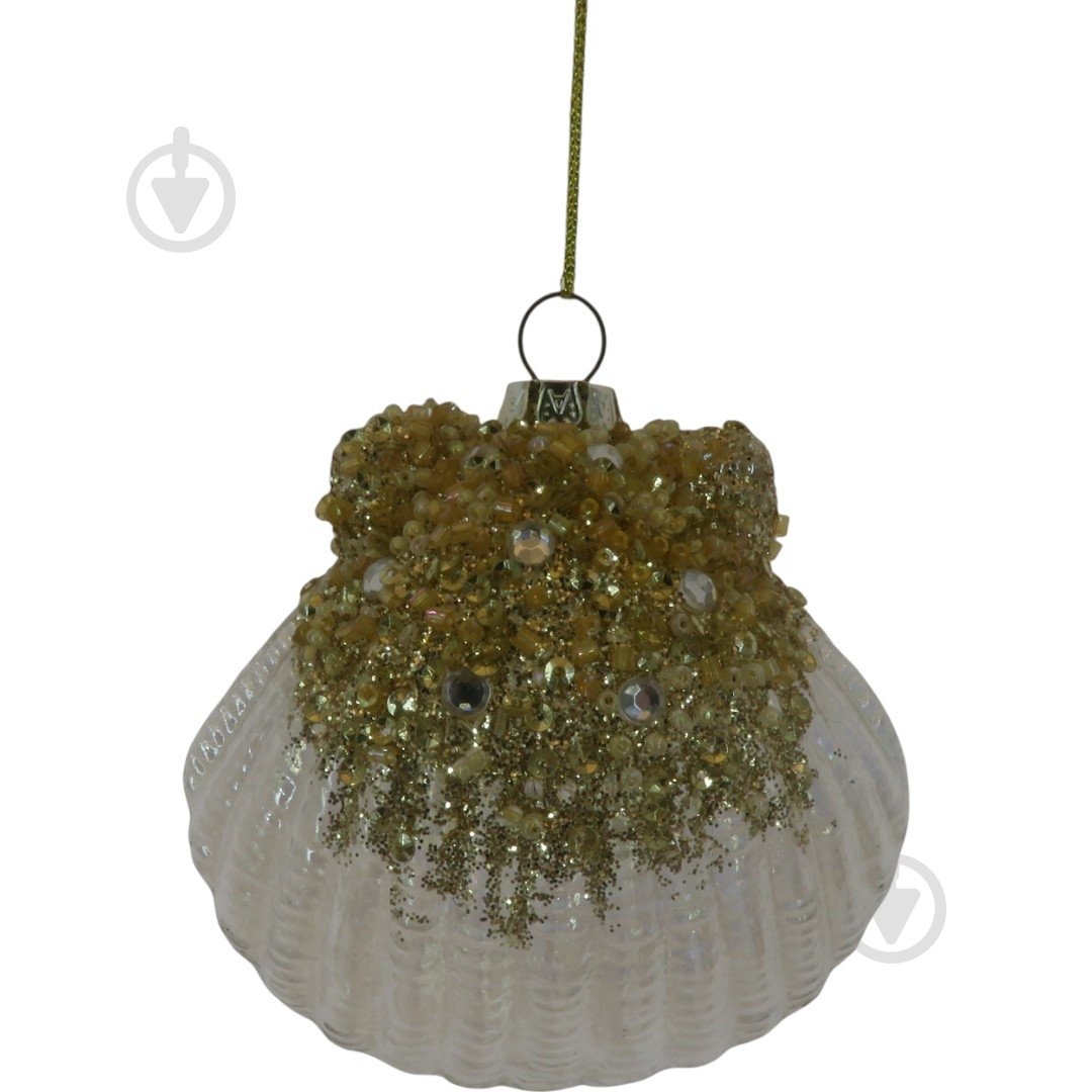 Подвеска WEI DE ARTS стеклянная ракушка 9 см белый с золотистым - фото 1