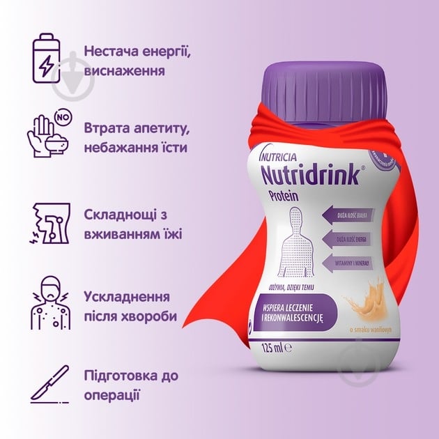 Ентеральне харчування Nutricia Nutridrink Protein Vanilla зі смаком ванілі з високим вмістом білка та енергії 4 шт х 125 м — фото 3