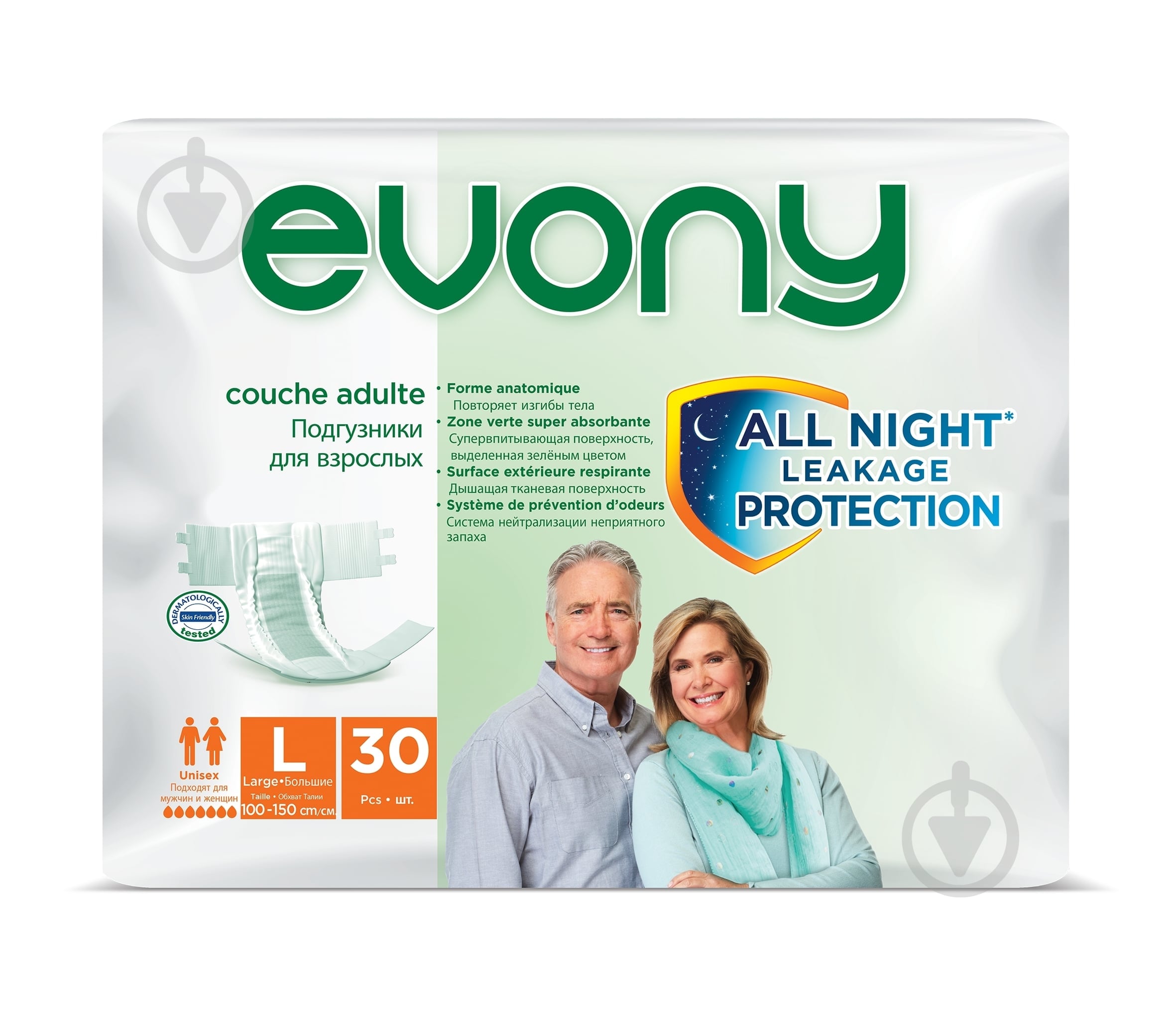 Подгузники Evony Large 100-150 см 30 шт. - фото 1