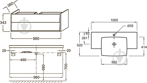 Тумба подвесная Jacob Delafon Escale 98 - фото 2 Тумба подвесная Jacob Delafon Escale 98 - фото 2