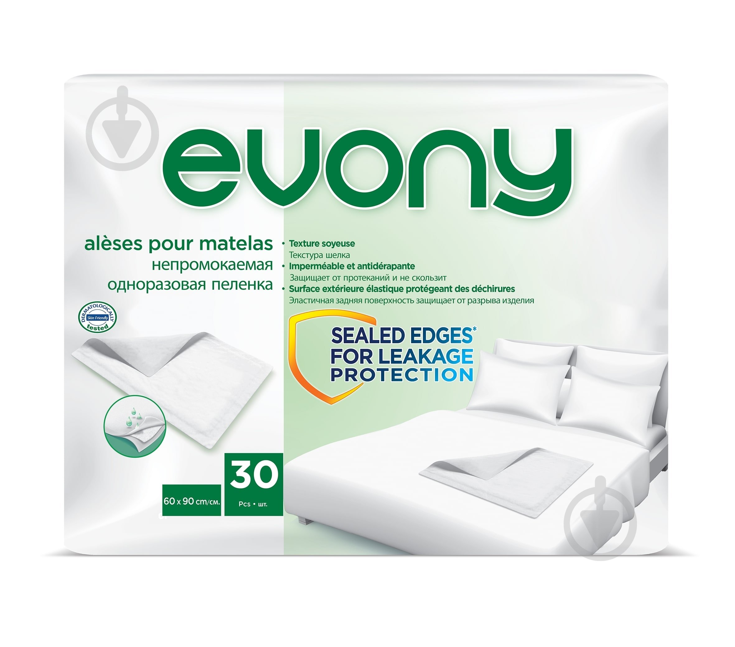 Пеленки одноразовые Evony 30 шт. 60х90 см белый - фото 1