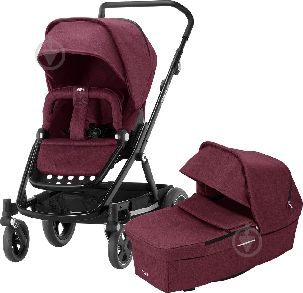 Коляска универсальная 2 в 1 Britax GO NEXT 2 Wine Red Melange 2000029407 - фото 1