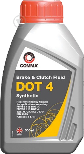 Тормозная жидкость COMMA DOT-4 0,5 л (DOT 4 SYNT. 500ML) - фото 1