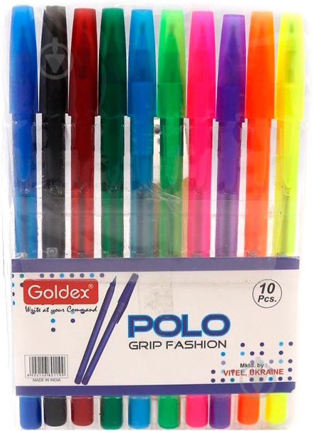 Ручка шариковая Polo grip Fashion 1,0мм 10шт/уп - фото 1