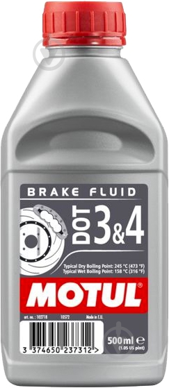 Гальмівна рідина Motul DOT 4/DOT 3 0,5 л (DOT 3&4 0,5L 102718) - фото 1