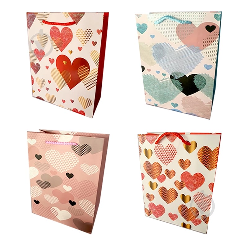 Пакет бумажный Сердца 26x10 см - фото 1 Пакет бумажный Сердца 26x10 см - фото 1