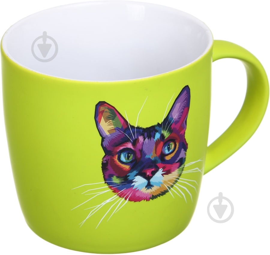 Чашка Bella Vita Neon Cat 350 мл зеленая - фото 1