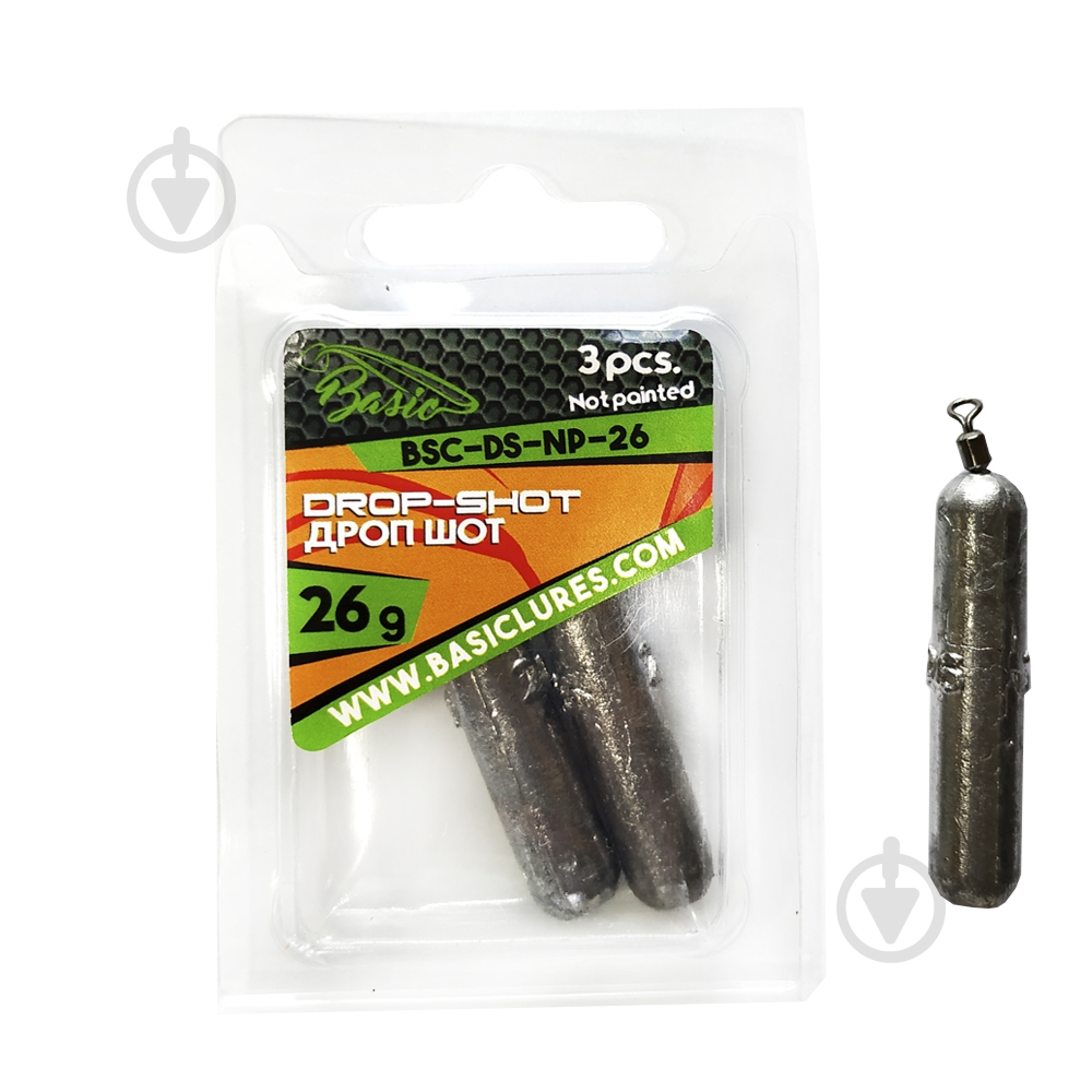 Грузило Basic Lures Дроп-Шот 26 г 3 шт. не окрашенный - фото 1