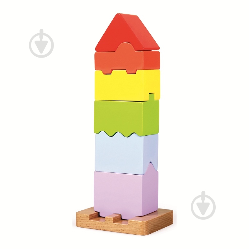 Пирамидка Bino деревянная Башня 81037 - фото 1