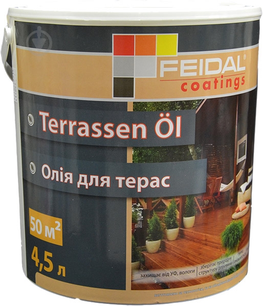 Олія для деревини Feidal Terrassen Ol безбарвний шовковистий мат 4,5 л - фото 1