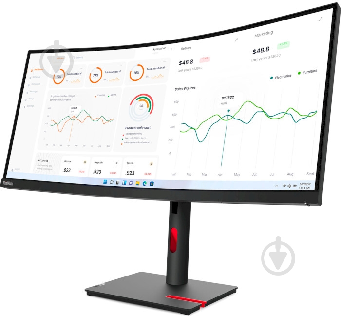 Монитор Lenovo ThinkVision T34w-30 34" (63D4ZAT1UA) - фото 3