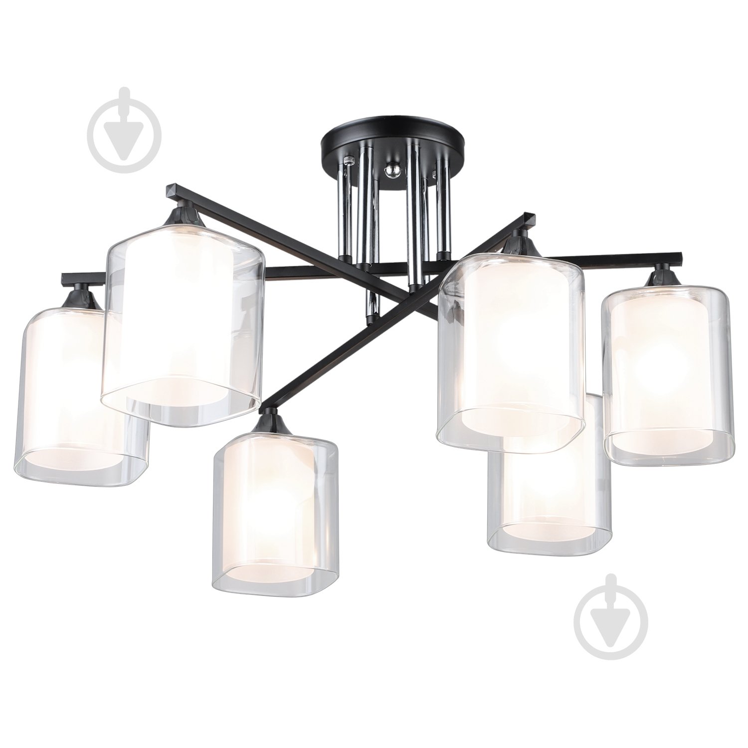 Люстра стельова Victoria Lighting 6x60 Вт E27 чорний Elision/PL6 black - фото 1