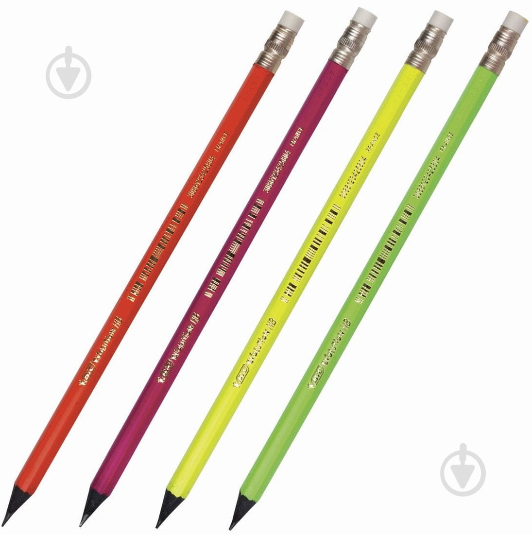 Карандаш чернографитный Evolution Fluo с ластиком BIC - фото 3