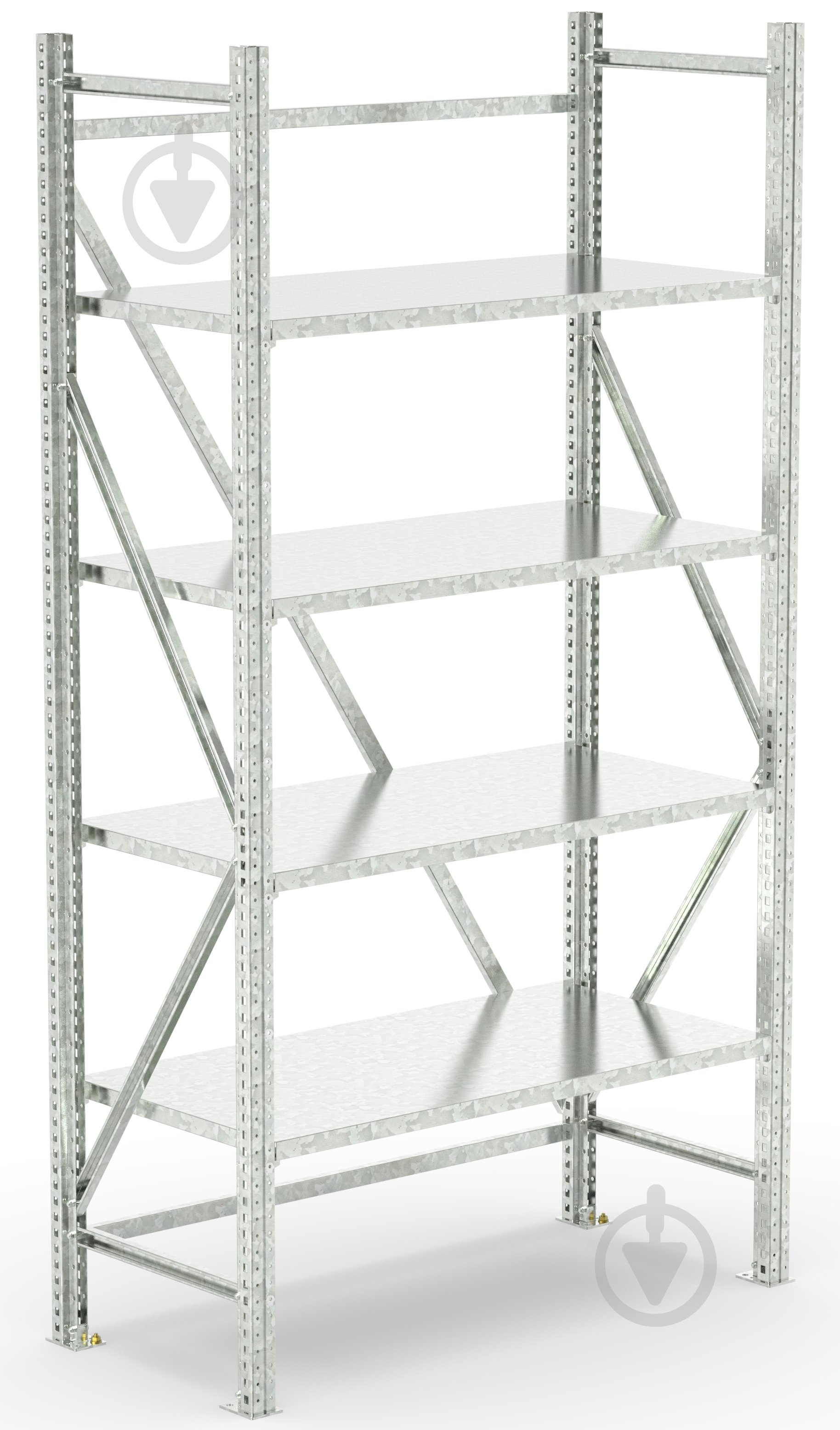 Стеллаж 2000x1000x500 мм STOREHOUSE серый металл полки 4 шт. цинкованный - фото 1