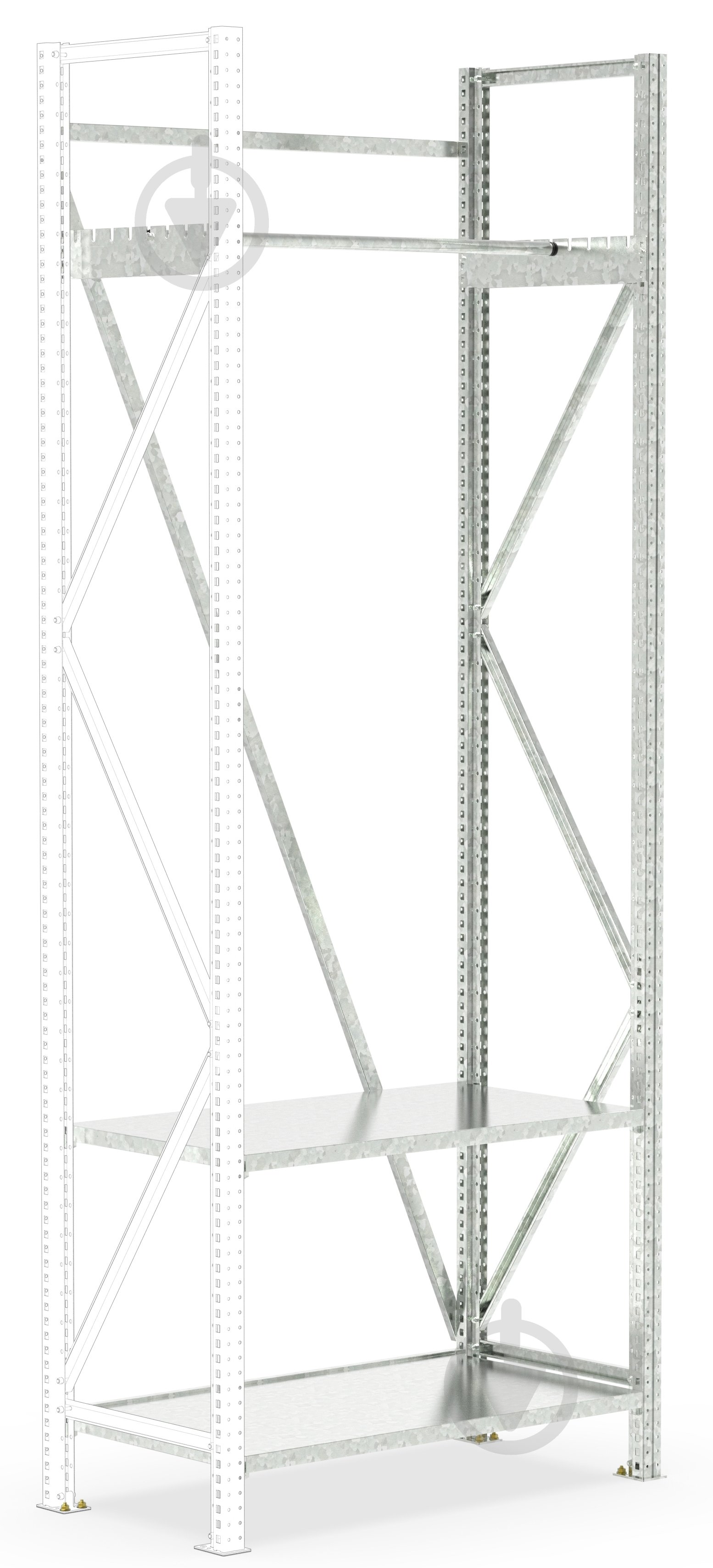 Стелаж пристінний 2500x900x500 мм STOREHOUSE сірий метал полиці 2 шт. цинкований - фото 1