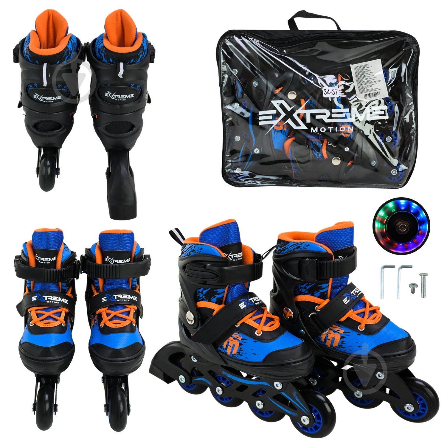 Роликовые коньки Shantou Extreme Motion M RL25425 р. 34-37 черный - фото 1 Роликовые коньки Shantou Extreme Motion M RL25425 р. 34-37 черный - фото 1