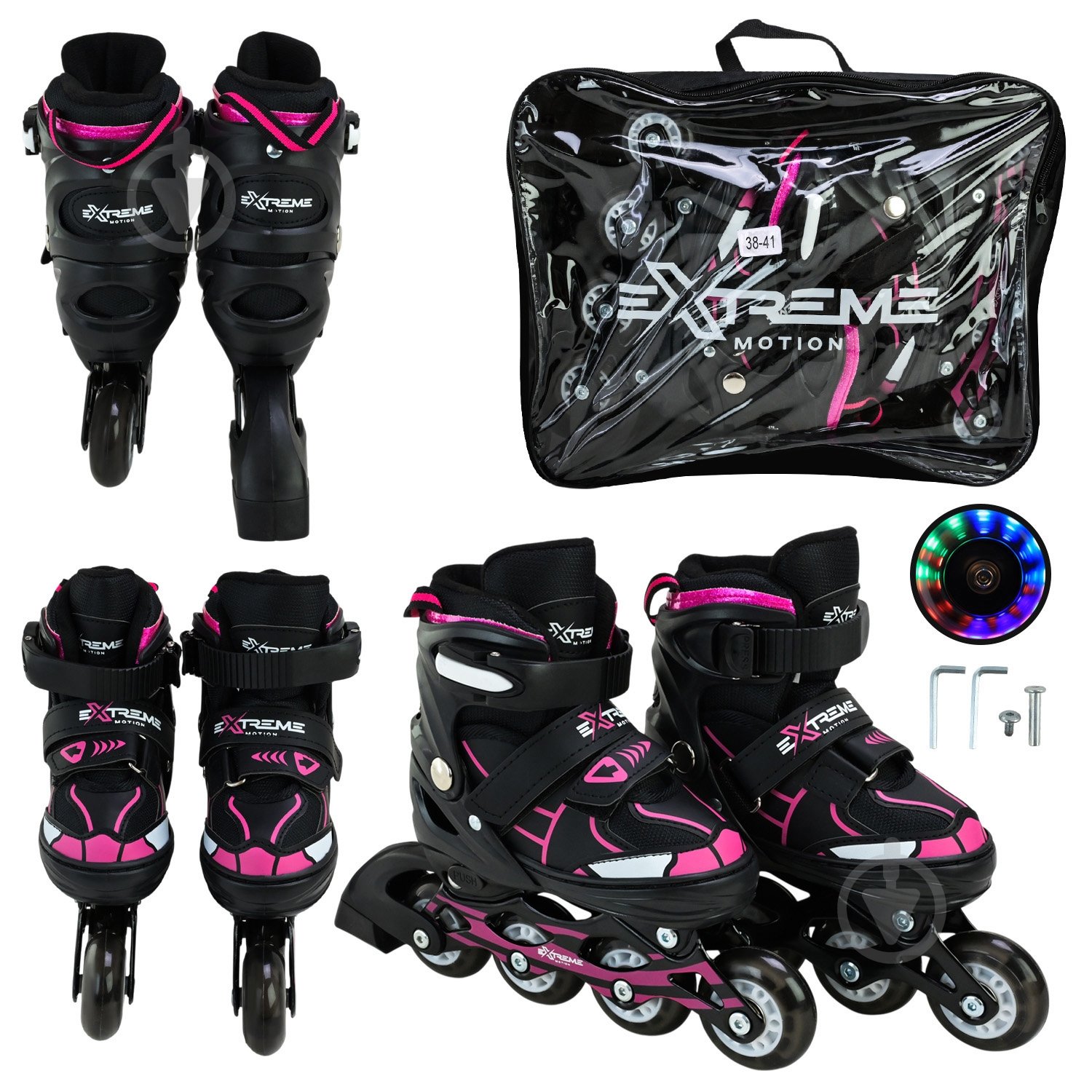 Роликовые коньки Shantou Extreme Motion L RL25429 р. 38-41 черный - фото 1