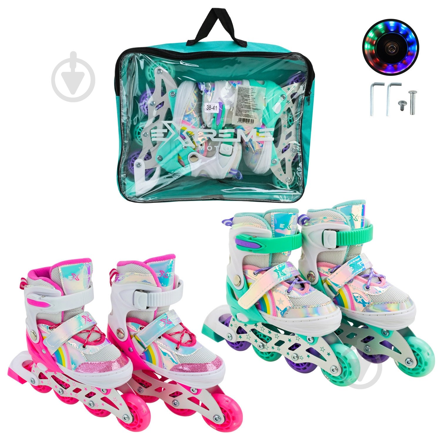 Роликовые коньки Shantou Extreme Motion L RL25432 р. 38-41 в ассортименте - фото 1