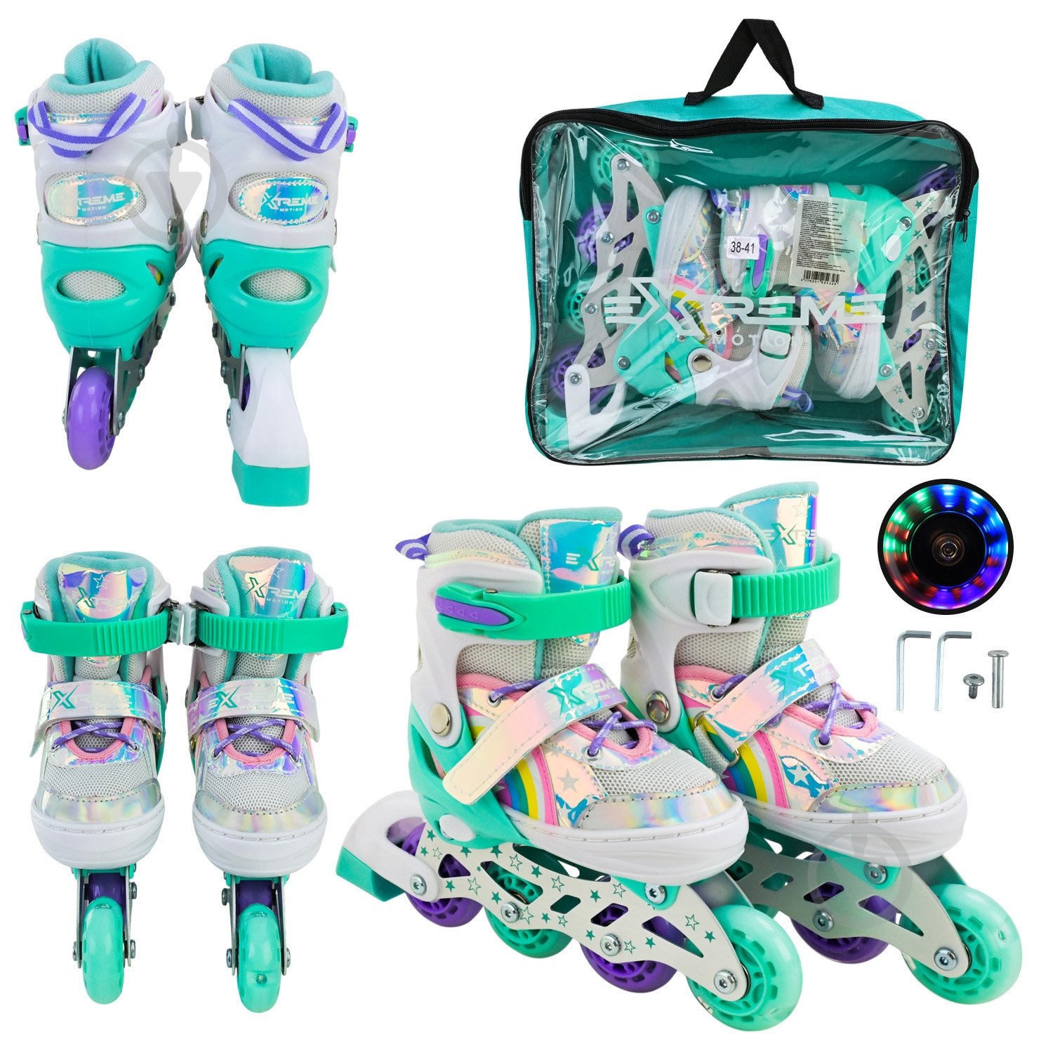 Роликовые коньки Shantou Extreme Motion L RL25432 р. 38-41 в ассортименте - фото 19