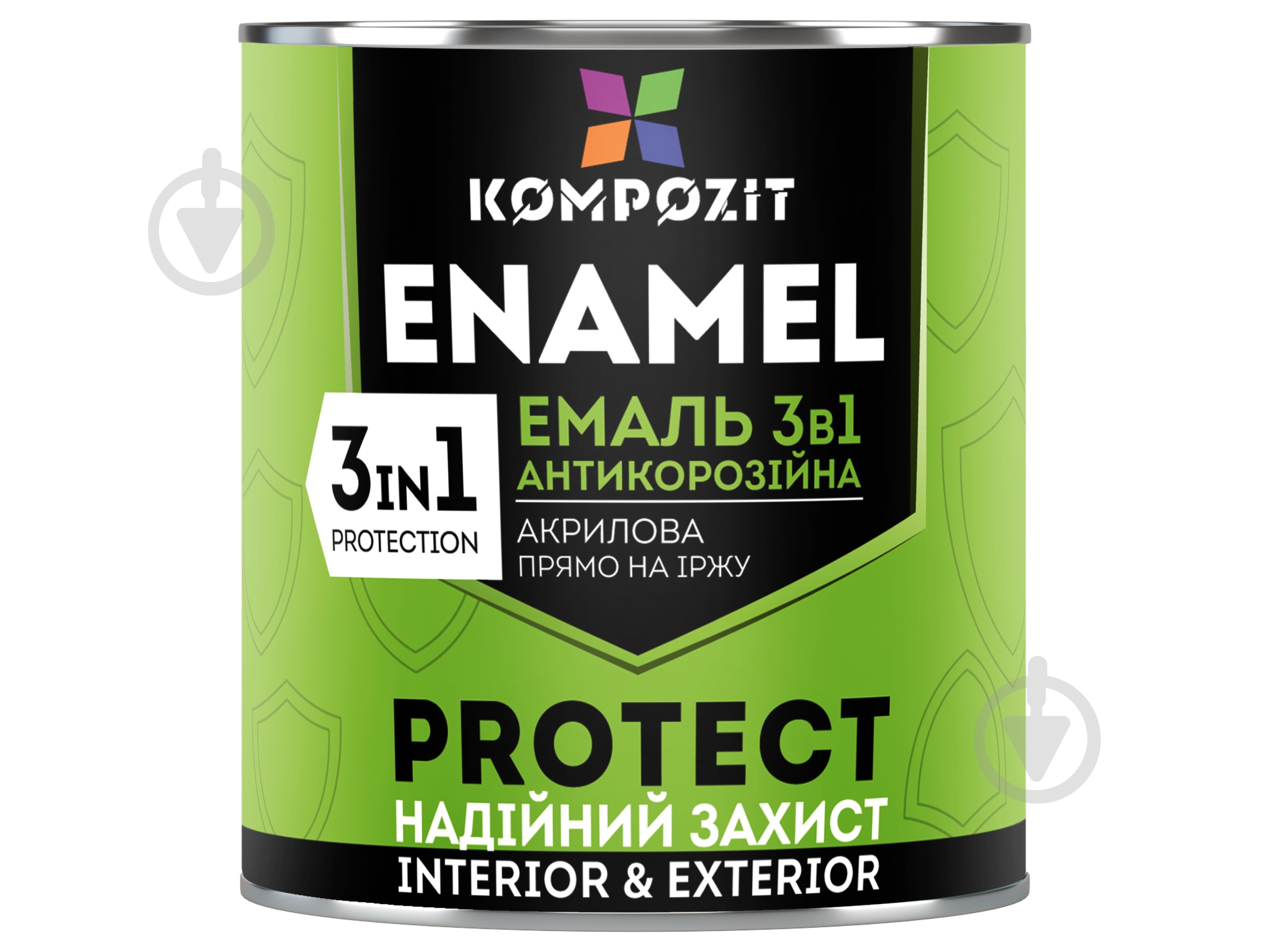 Эмаль Kompozit антикоррозионная 3 в 1 PROTECT красно-коричневый шелковистый мат 2.7 кг - фото 1