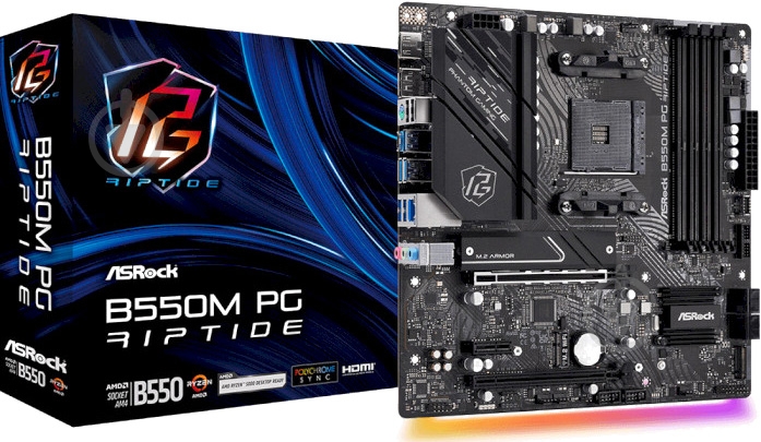 Материнская плата ASRock B550M PG Riptide (Socket AM4, AMD B550, ) - фото 1