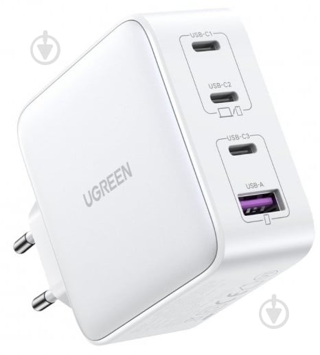 Зарядний пристрій UGREEN CD226/15337 1xUSB-A 3xUSB-C QC4.0 100W GaN Tech Fast White - фото 2 Зарядний пристрій UGREEN CD226/15337 1xUSB-A 3xUSB-C QC4.0 100W GaN Tech Fast White - фото 2