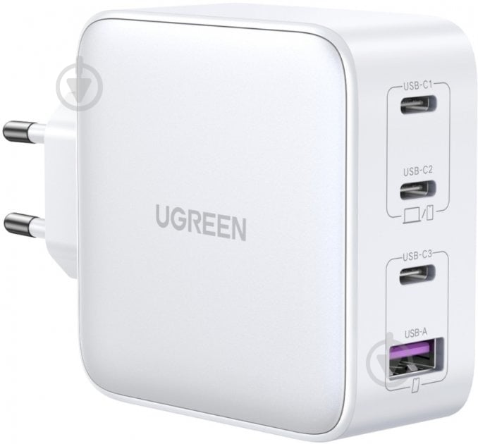 Зарядний пристрій UGREEN CD226/15337 1xUSB-A 3xUSB-C QC4.0 100W GaN Tech Fast White - фото 1 Зарядний пристрій UGREEN CD226/15337 1xUSB-A 3xUSB-C QC4.0 100W GaN Tech Fast White - фото 1