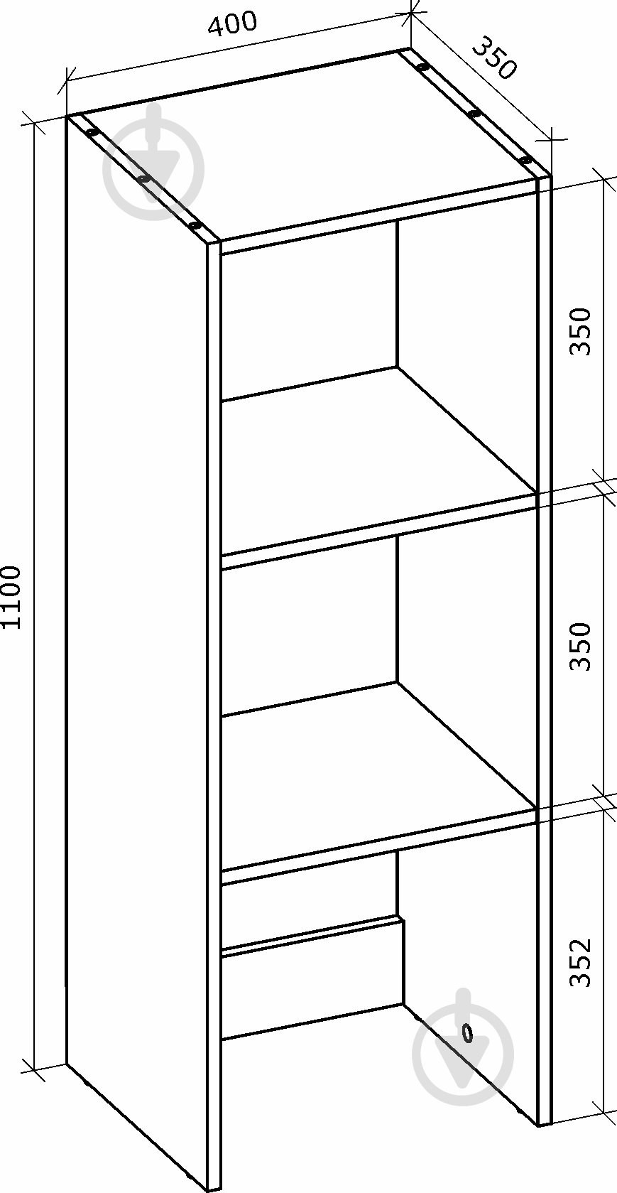 Корпус шафи Грейд Санта з полицями 400х1100х350 мм 1100х400х350 мм білий - фото 6
