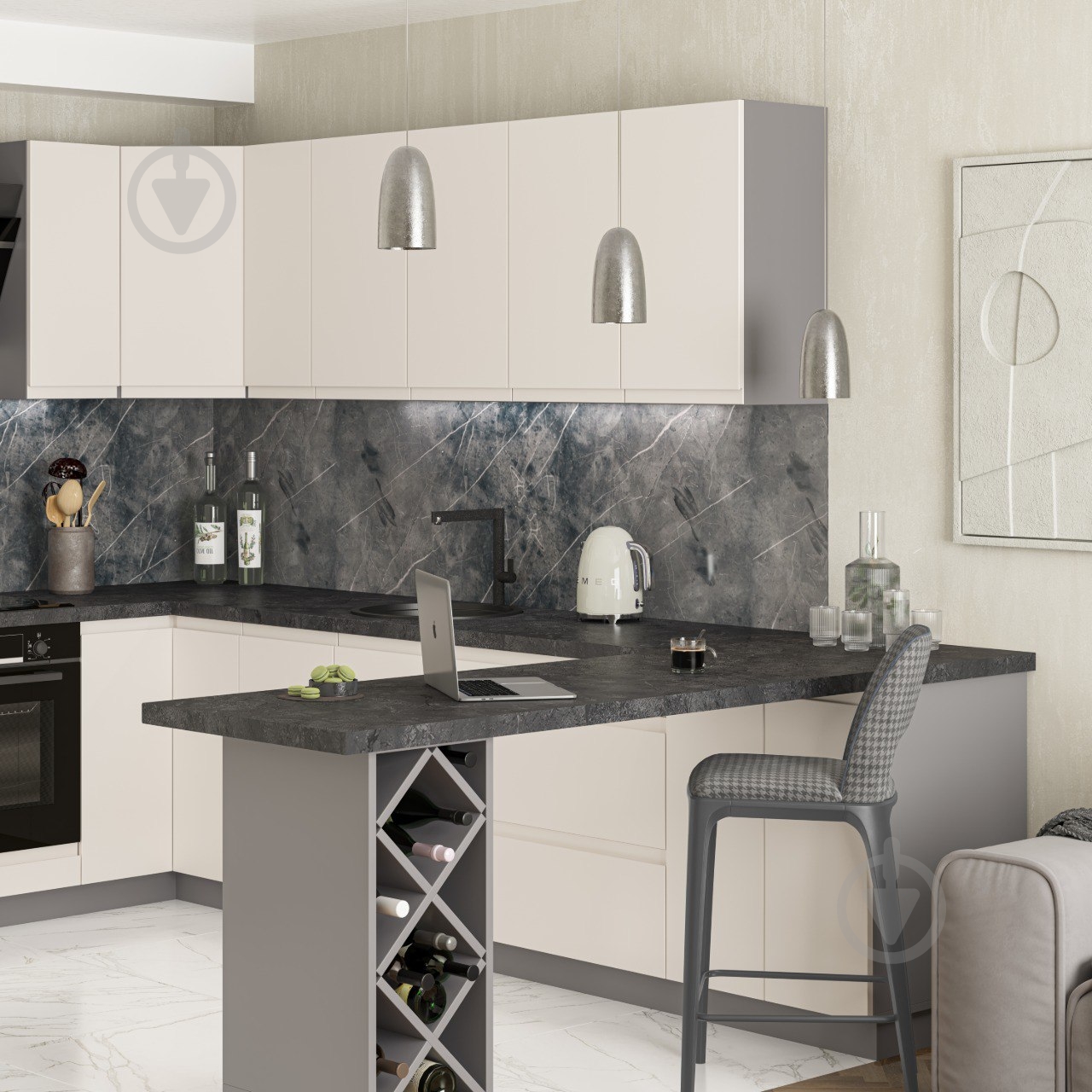 Шкаф Влада (А 30 (570)) серый бархат/белый Світ Меблів - фото 4