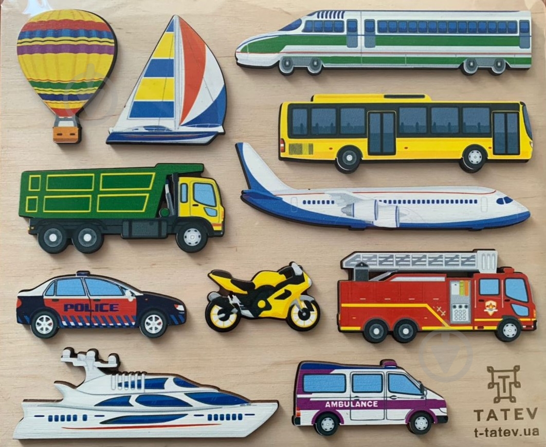 Пазлы деревянные Tatev "Транспорт" - фото 1 Пазлы деревянные Tatev "Транспорт" - фото 1