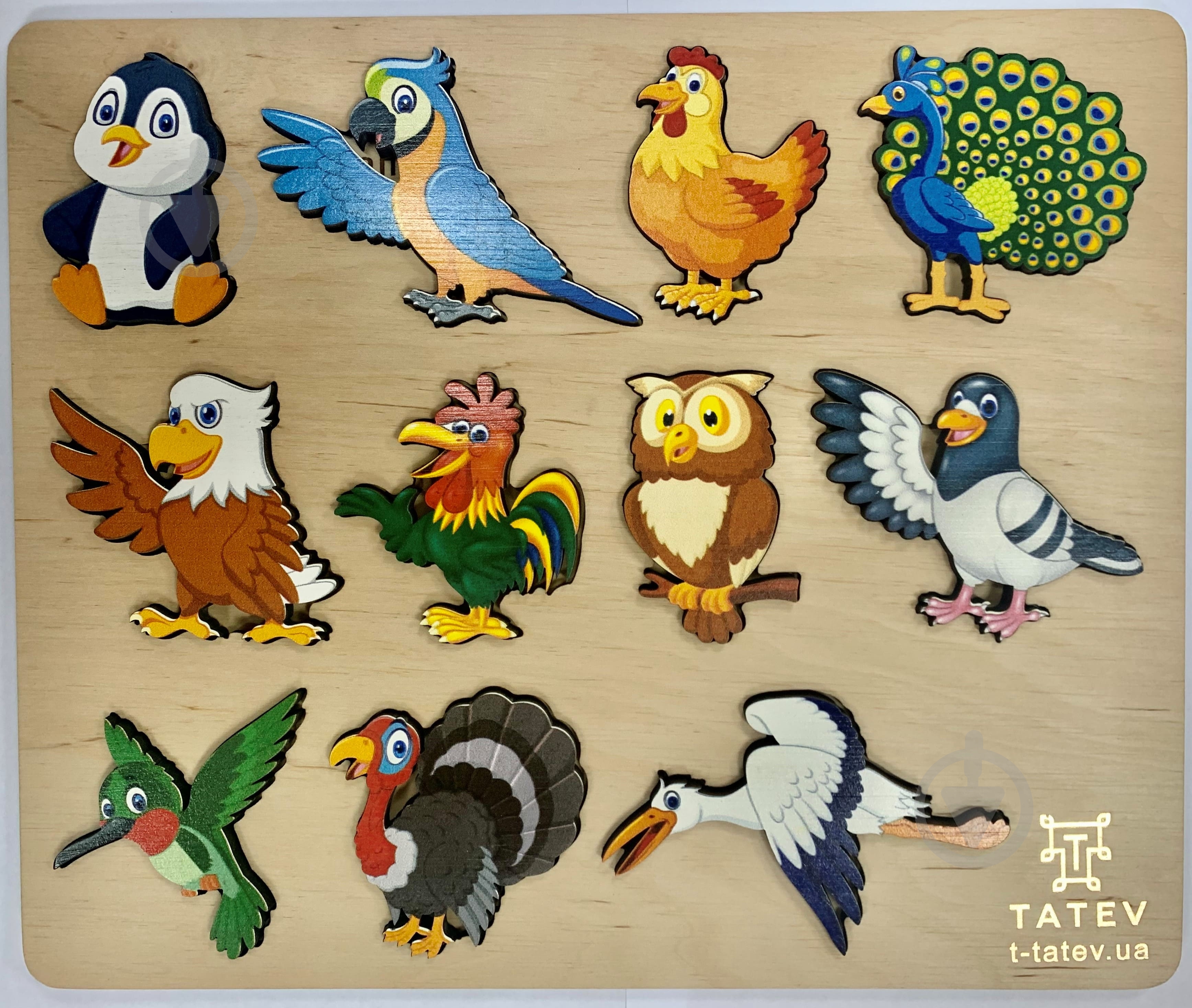 Пазлы деревянные Tatev "Птицы" - фото 1