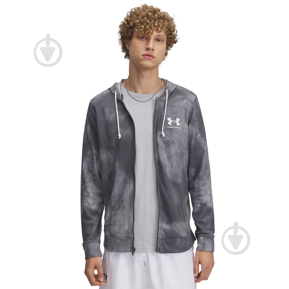 Джемпер Under Armour Rival Terry AOP FZ Q1 1390139-025 р.2XL сірий - фото 1